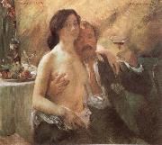 Lovis Corinth Self-Portrait with his wife and a glass painting